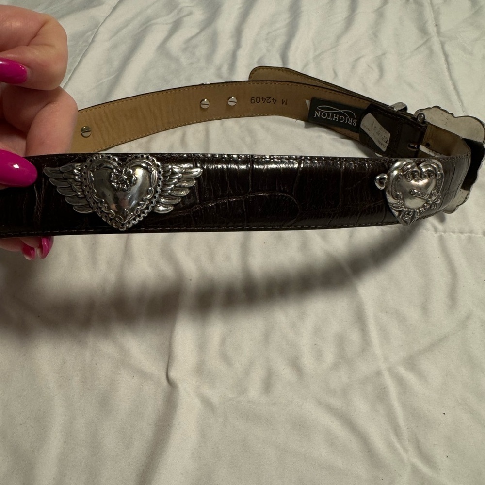 Brighton Romantic Heart Vintage 42409 Women’s Belt Brown Croc Leather 1995 VTG - Picture 6 of 13